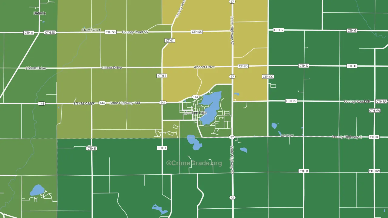 Random Lake, WI Map of Drug-Related Crime Rates