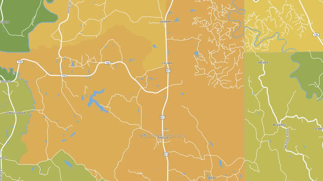 Ranger, GA Map of Drug-Related Crime Rates
