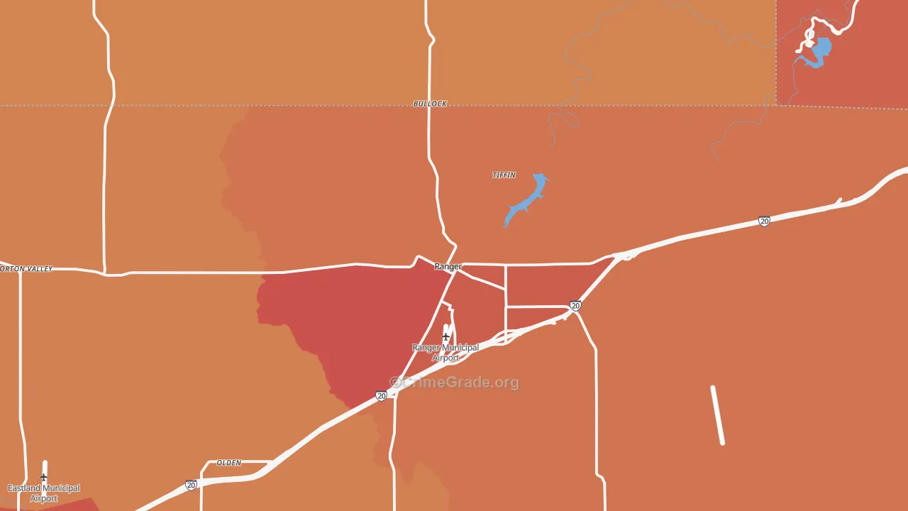 Ranger, TX Map of Drug-Related Crime Rates