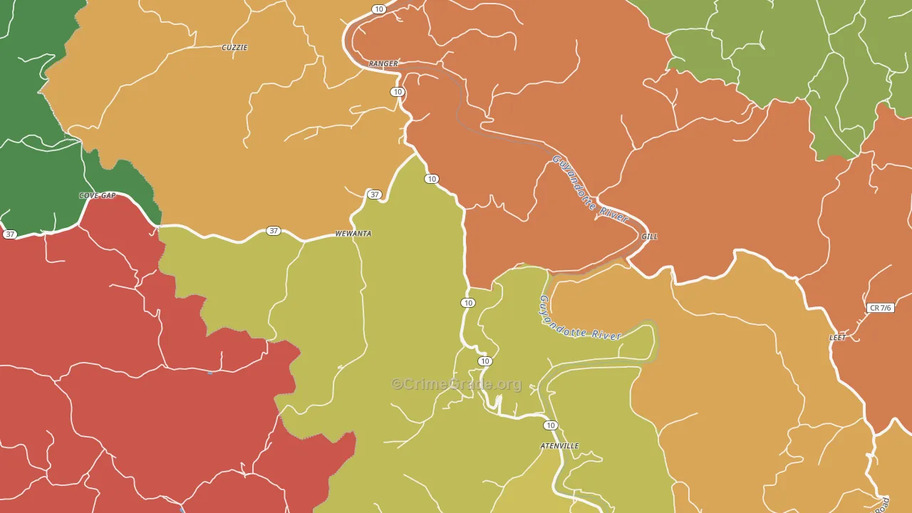 Ranger, WV Map of Drug-Related Crime Rates