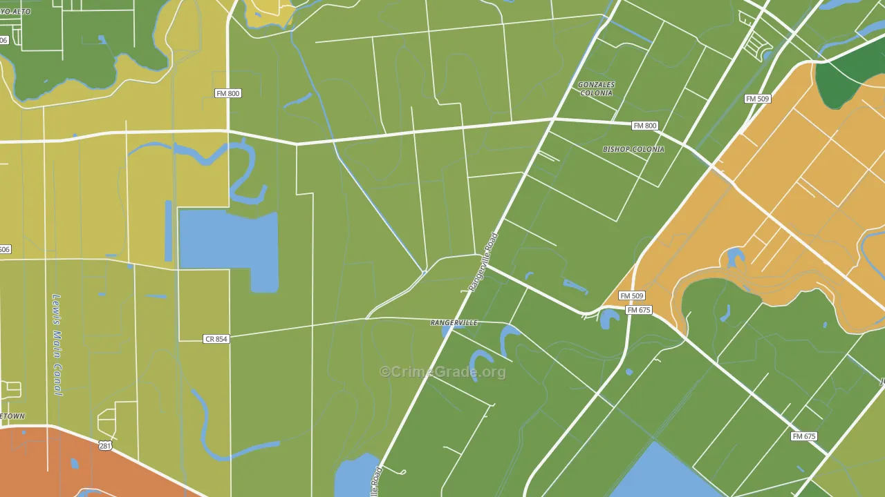 Rangerville, TX Map of Drug-Related Crime Rates