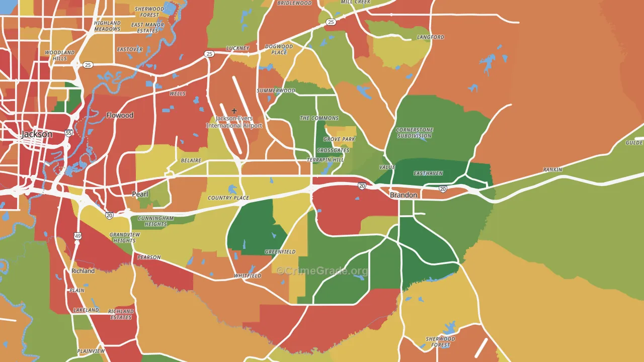 Rankin County, MS Map of Drug-Related Crime Rates