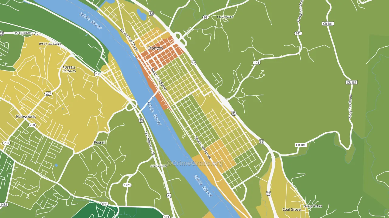 Rankin Historic District, Ironton, OH Map of Drug-Related Crime Rates