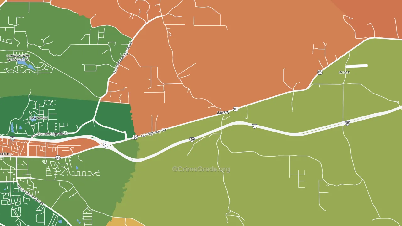 Rankin, MS Map of Drug-Related Crime Rates
