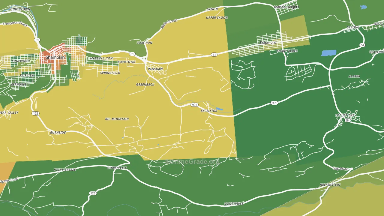 Ranshaw, PA Map of Drug-Related Crime Rates