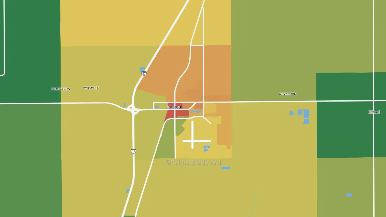 Rantoul, IL Map of Drug-Related Crime Rates