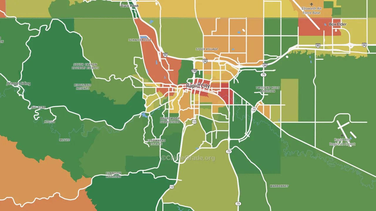 Rapid City, SD Map of Drug-Related Crime Rates