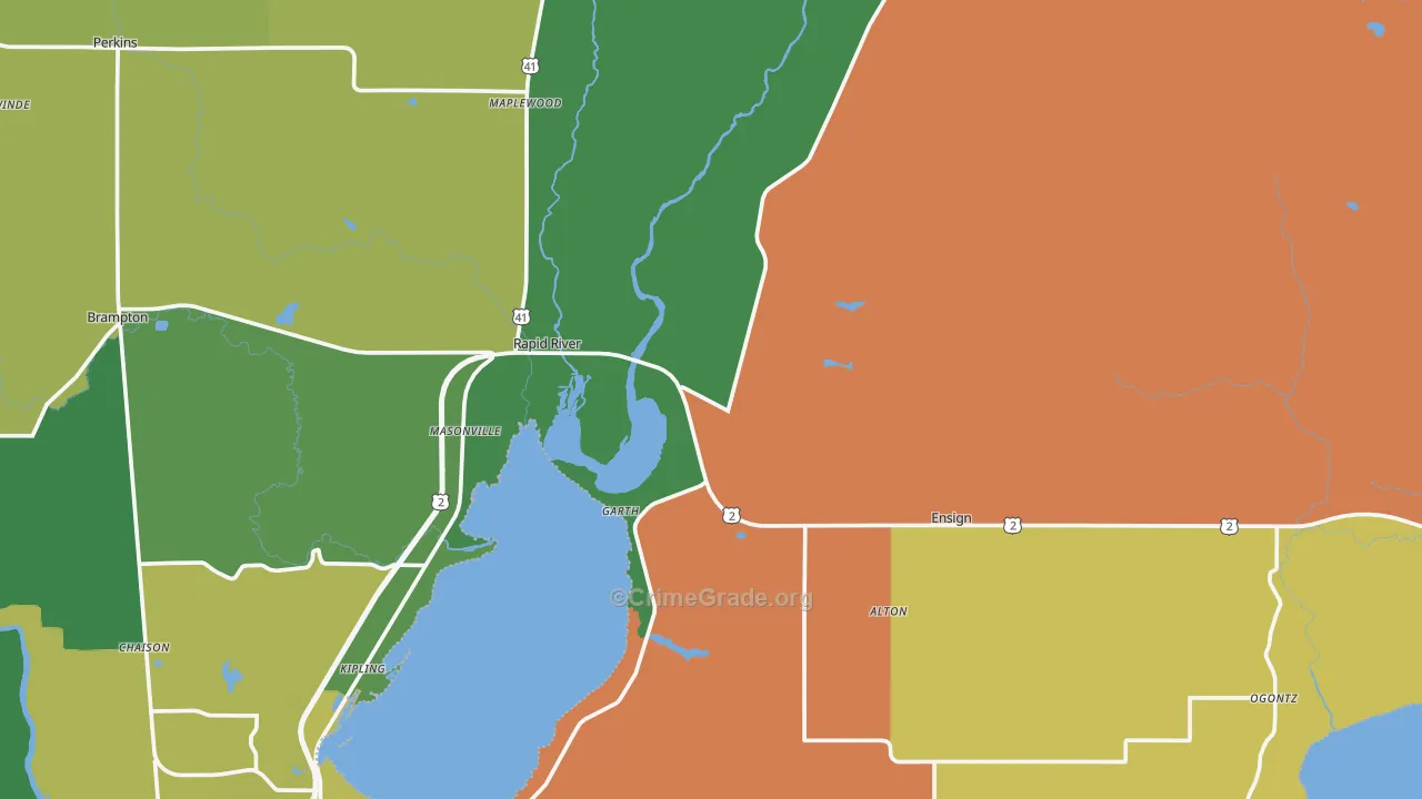 Rapid River, MI Map of Drug-Related Crime Rates
