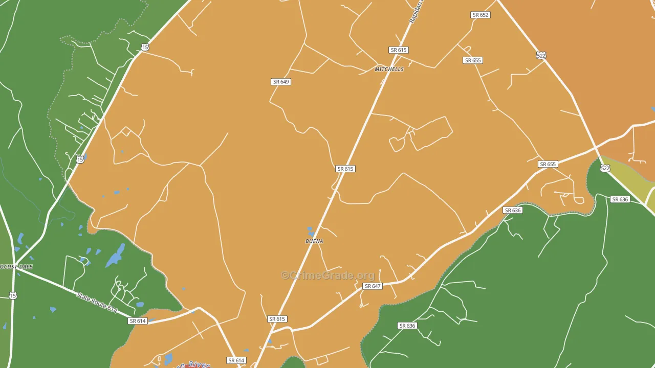 Rapidan, VA Map of Drug-Related Crime Rates