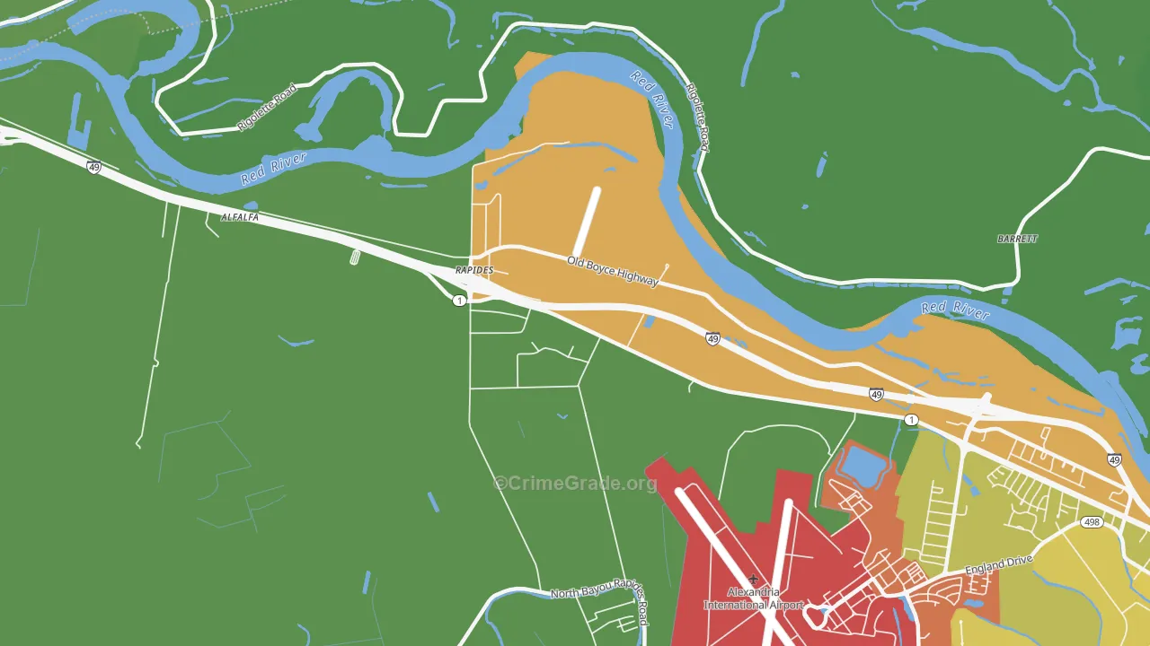 Rapides, LA Map of Drug-Related Crime Rates
