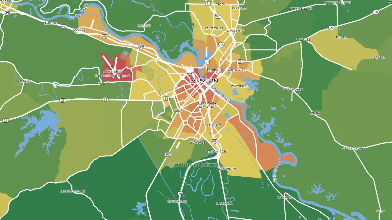Rapides Parish, LA Map of Drug-Related Crime Rates