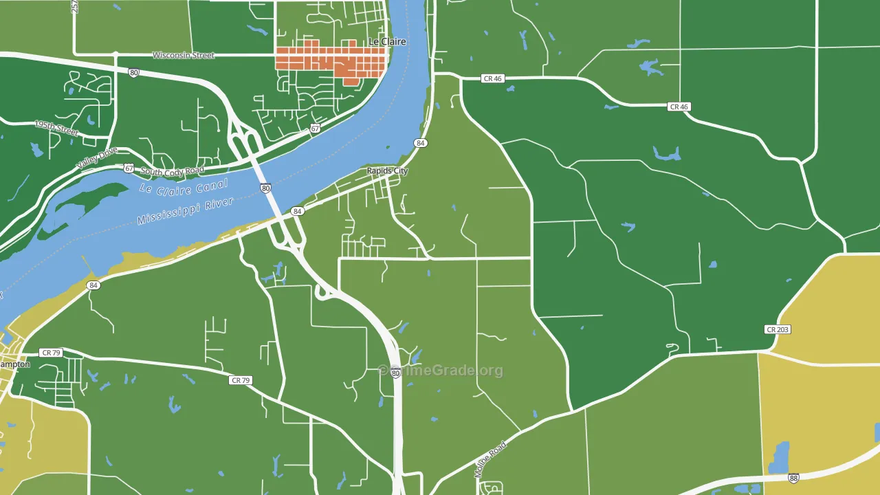 Rapids City, IL Map of Drug-Related Crime Rates