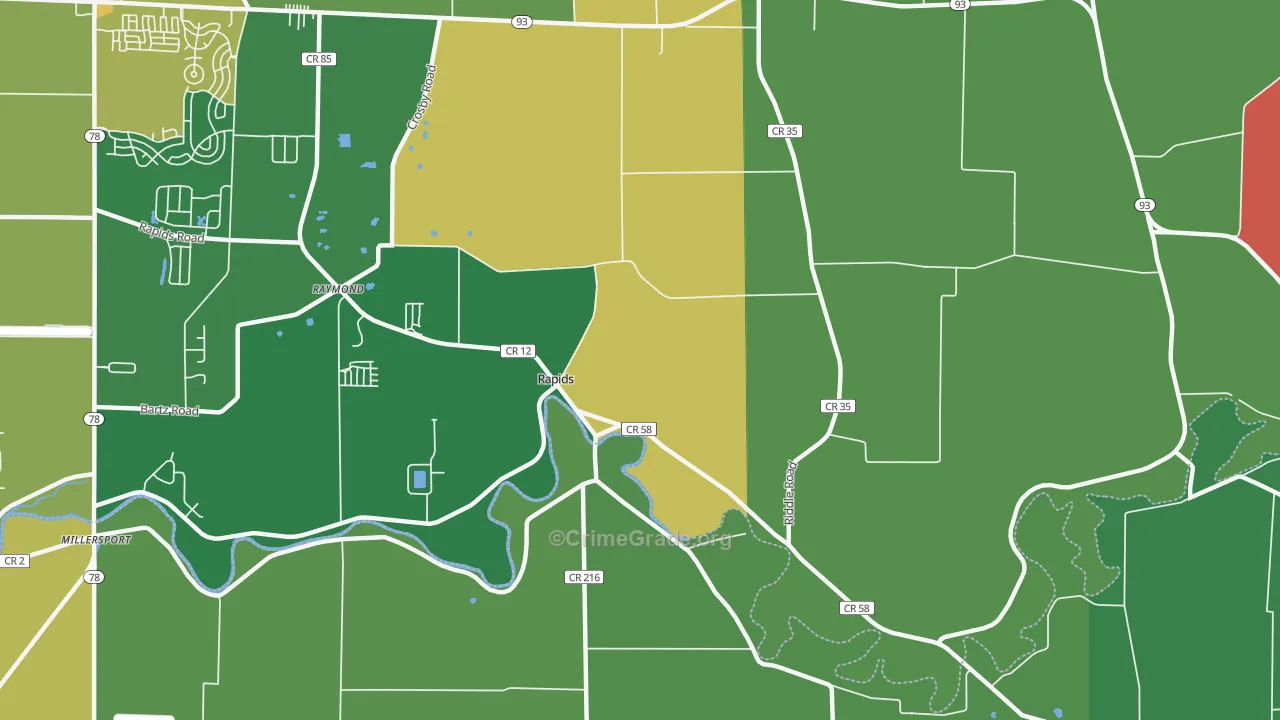Rapids, NY Map of Drug-Related Crime Rates