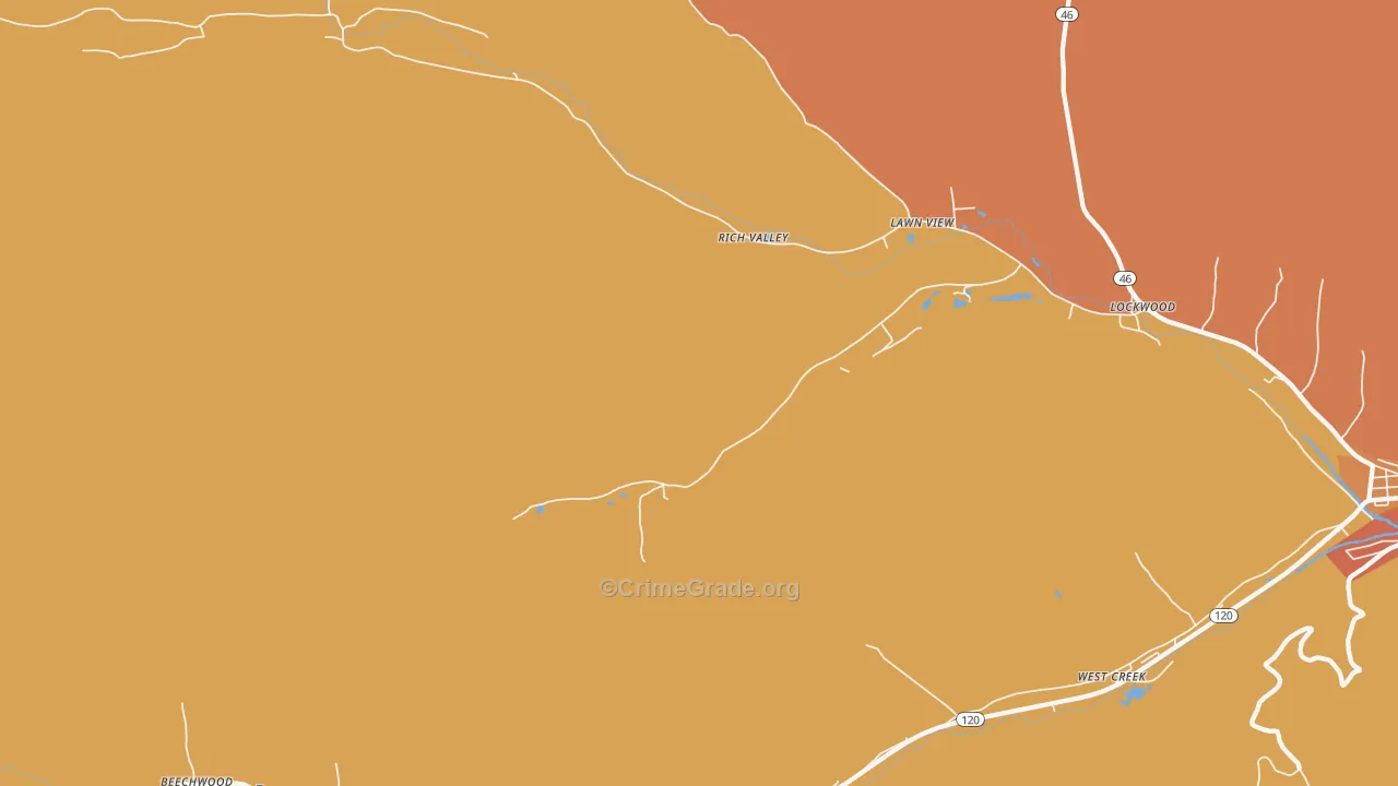Rathbun, PA Map of Drug-Related Crime Rates