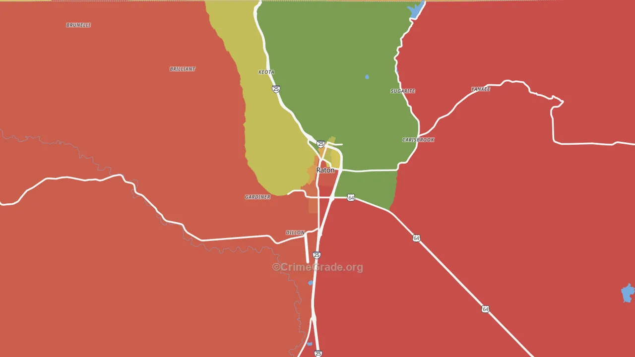 Raton, NM Map of Drug-Related Crime Rates