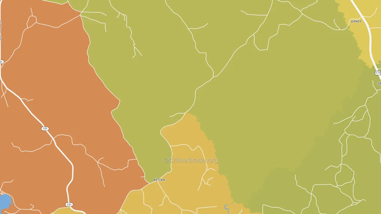 Rattan, LA Map of Drug-Related Crime Rates