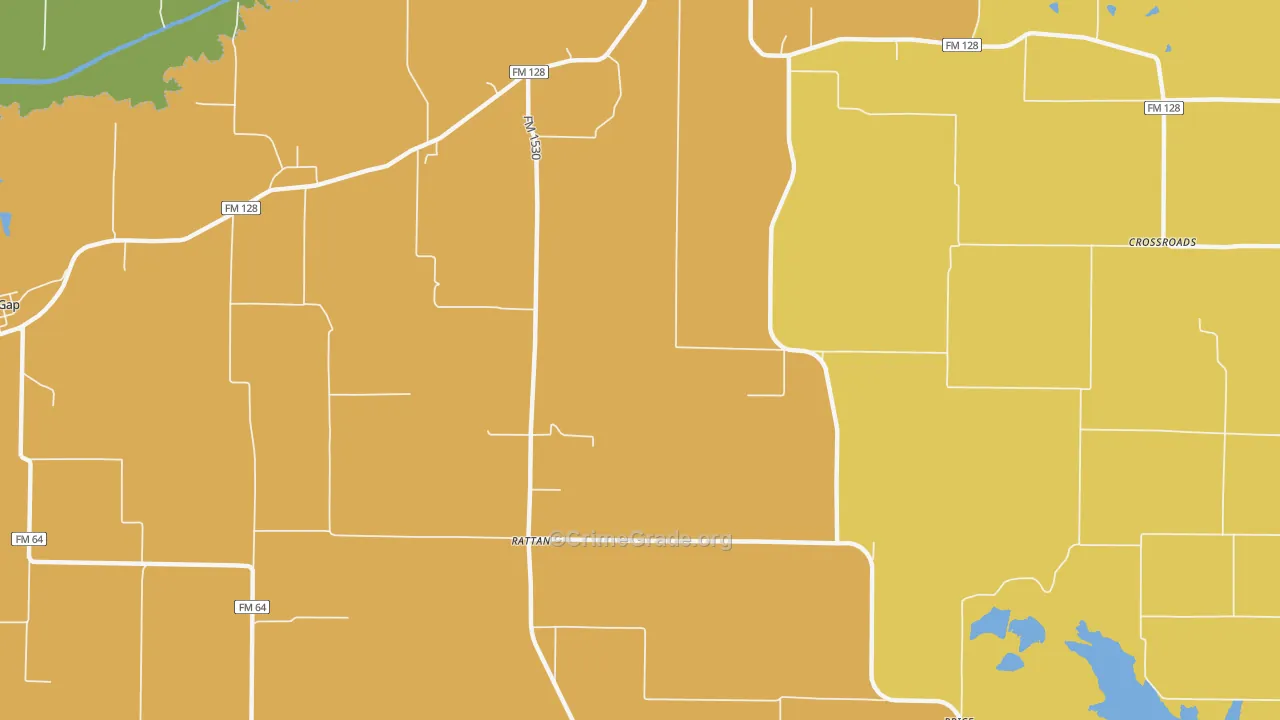 Rattan, TX Map of Drug-Related Crime Rates