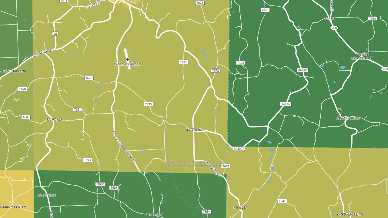 Rattigan, PA Map of Drug-Related Crime Rates