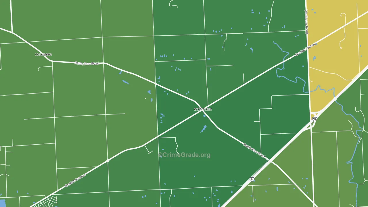 Rattle Run, MI Map of Drug-Related Crime Rates