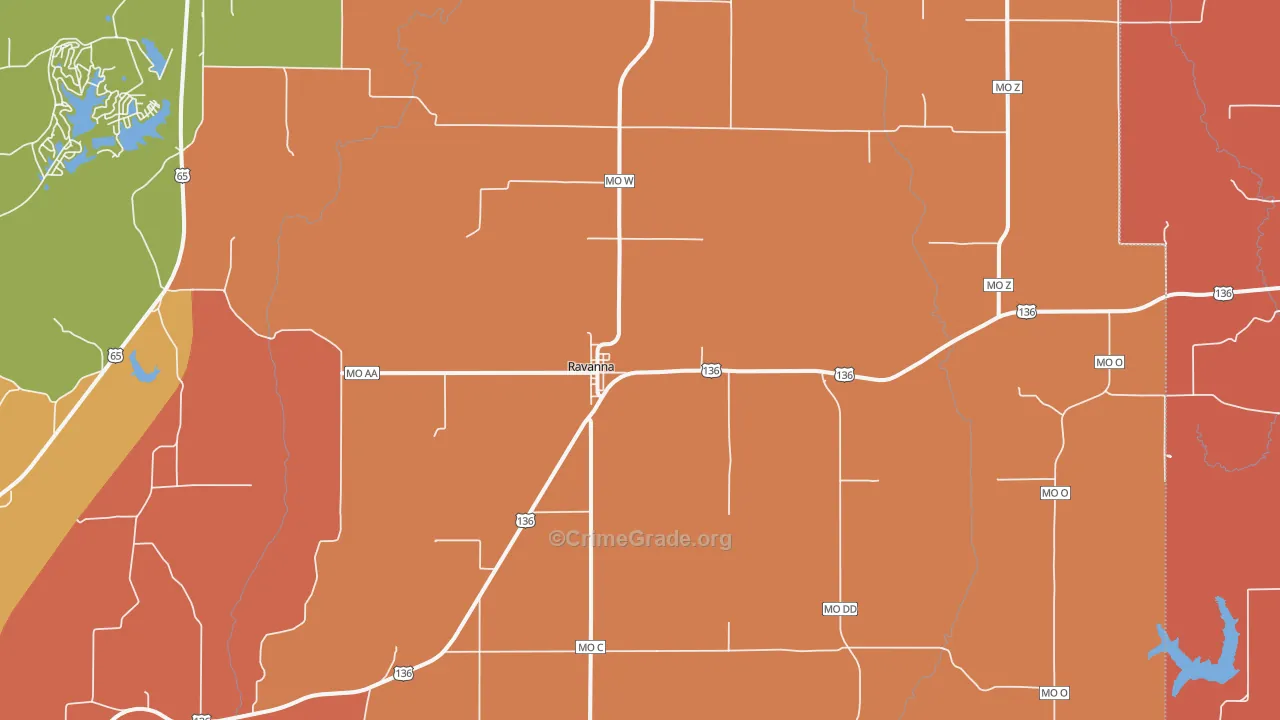 Ravanna, MO Map of Drug-Related Crime Rates
