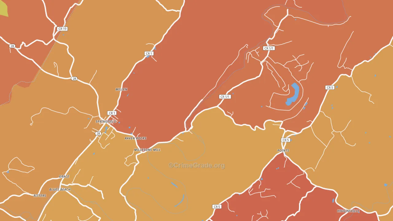 Raven Rocks, WV Map of Drug-Related Crime Rates