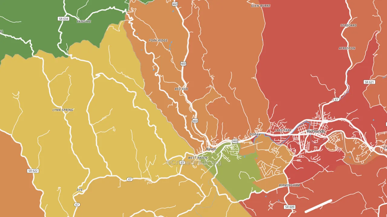 Raven, VA Map of Drug-Related Crime Rates