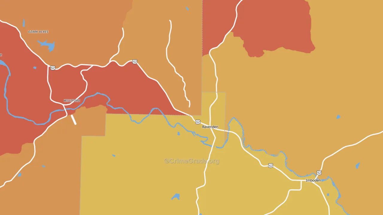 Ravenden, AR Map of Drug-Related Crime Rates