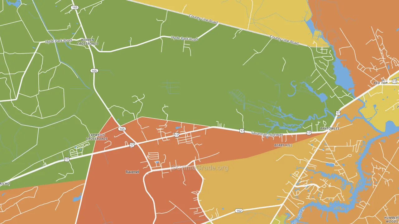 Ravenel, SC Map of Drug-Related Crime Rates
