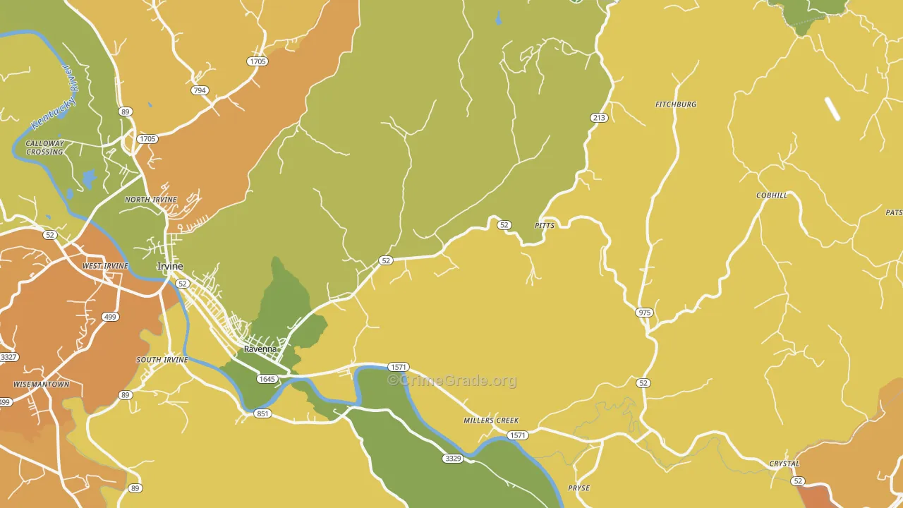 Ravenna, KY Map of Drug-Related Crime Rates