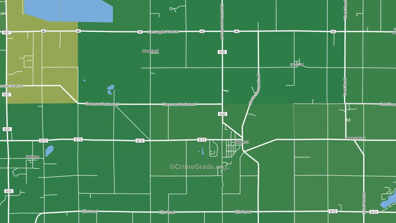 Ravenna, MI Map of Drug-Related Crime Rates