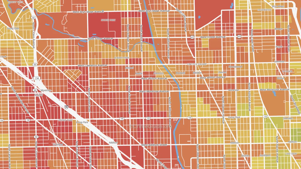 Ravenswood Manor, Chicago, IL Map of Drug-Related Crime Rates
