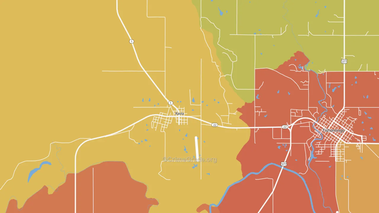 Ravia, OK Map of Drug-Related Crime Rates