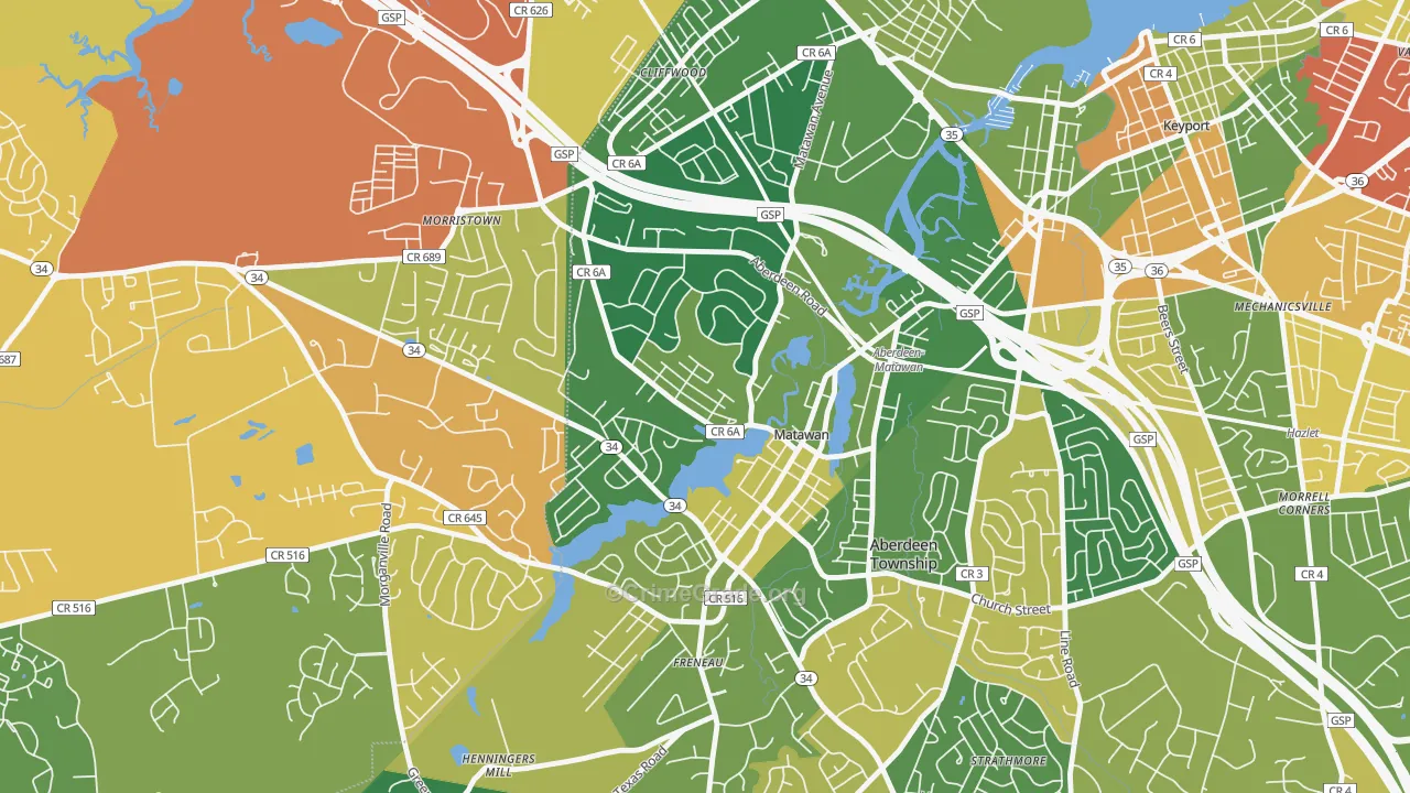 Ravine Gardens, Matawan, NJ Map of Drug-Related Crime Rates