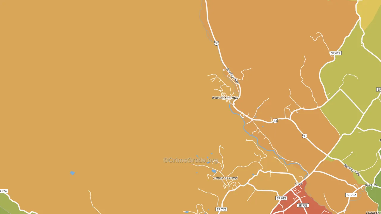 Rawley Springs, VA Map of Drug-Related Crime Rates