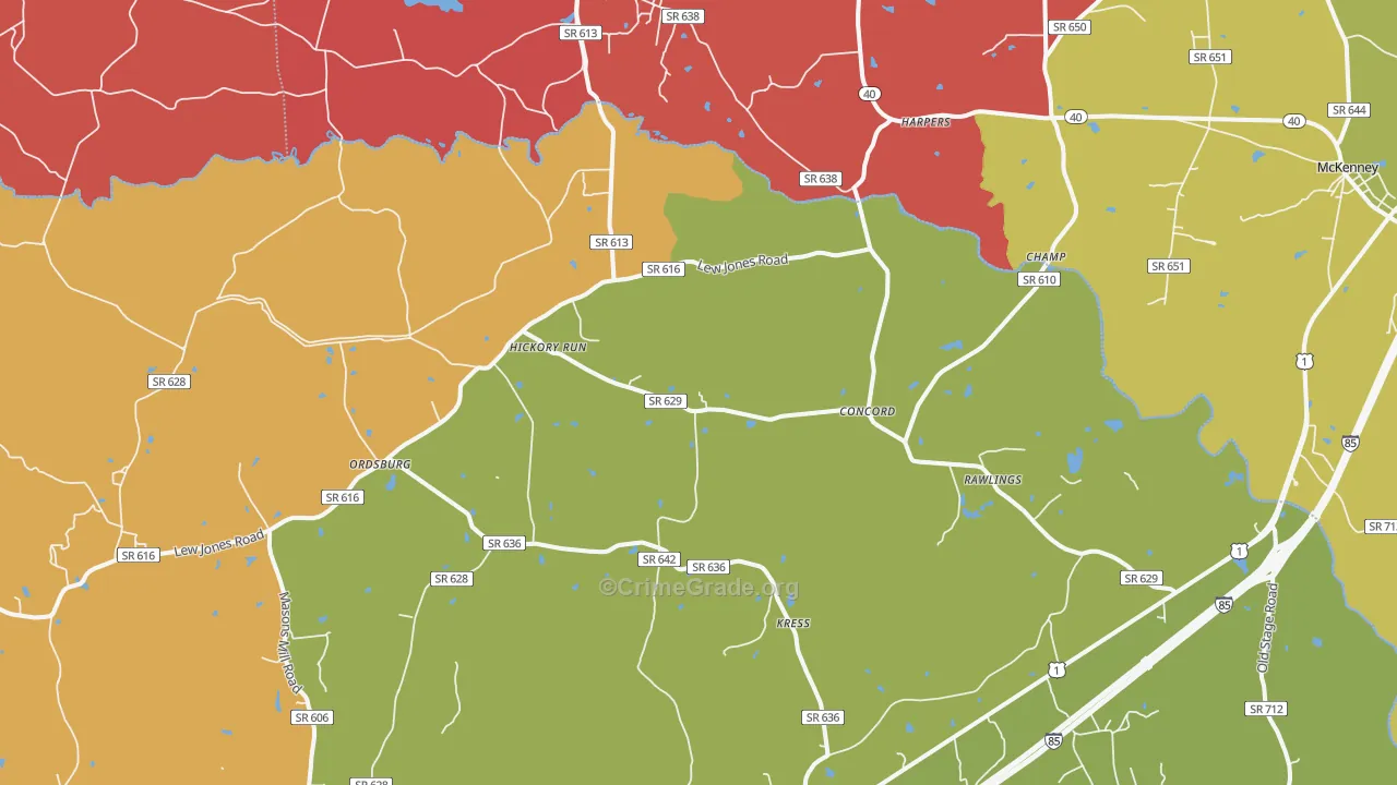 Rawlings, VA Map of Drug-Related Crime Rates