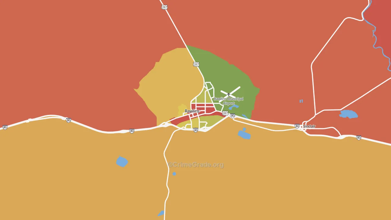 Rawlins, WY Map of Drug-Related Crime Rates