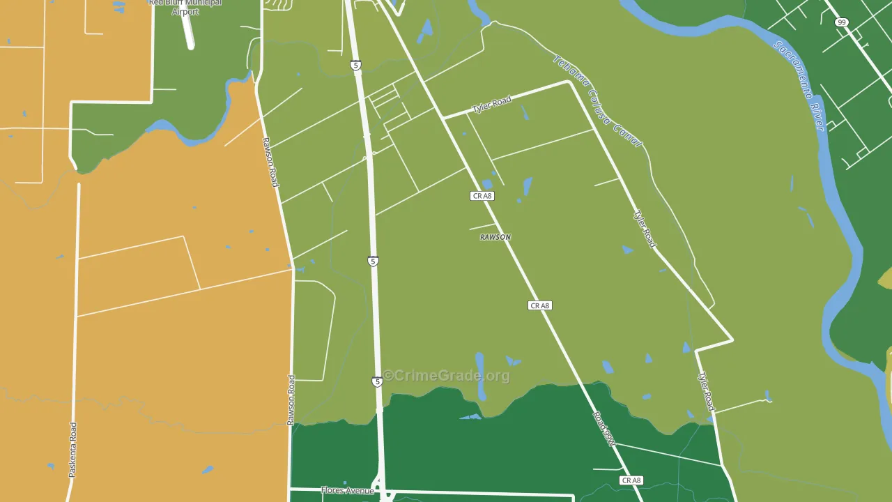 Rawson, CA Map of Drug-Related Crime Rates