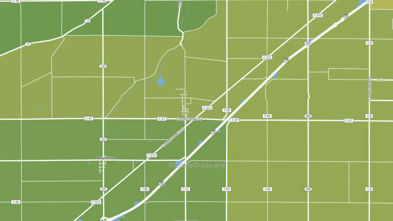 Rawson, OH Map of Drug-Related Crime Rates