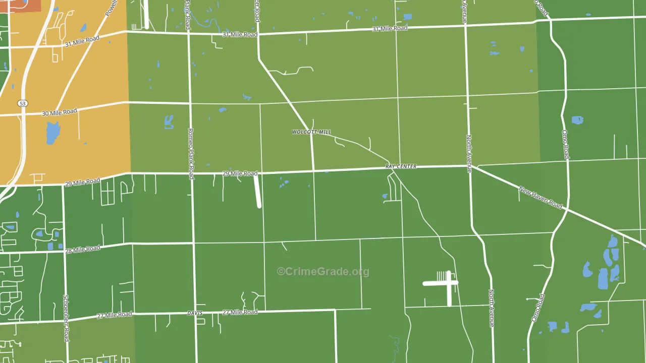 Ray, MI Map of Drug-Related Crime Rates