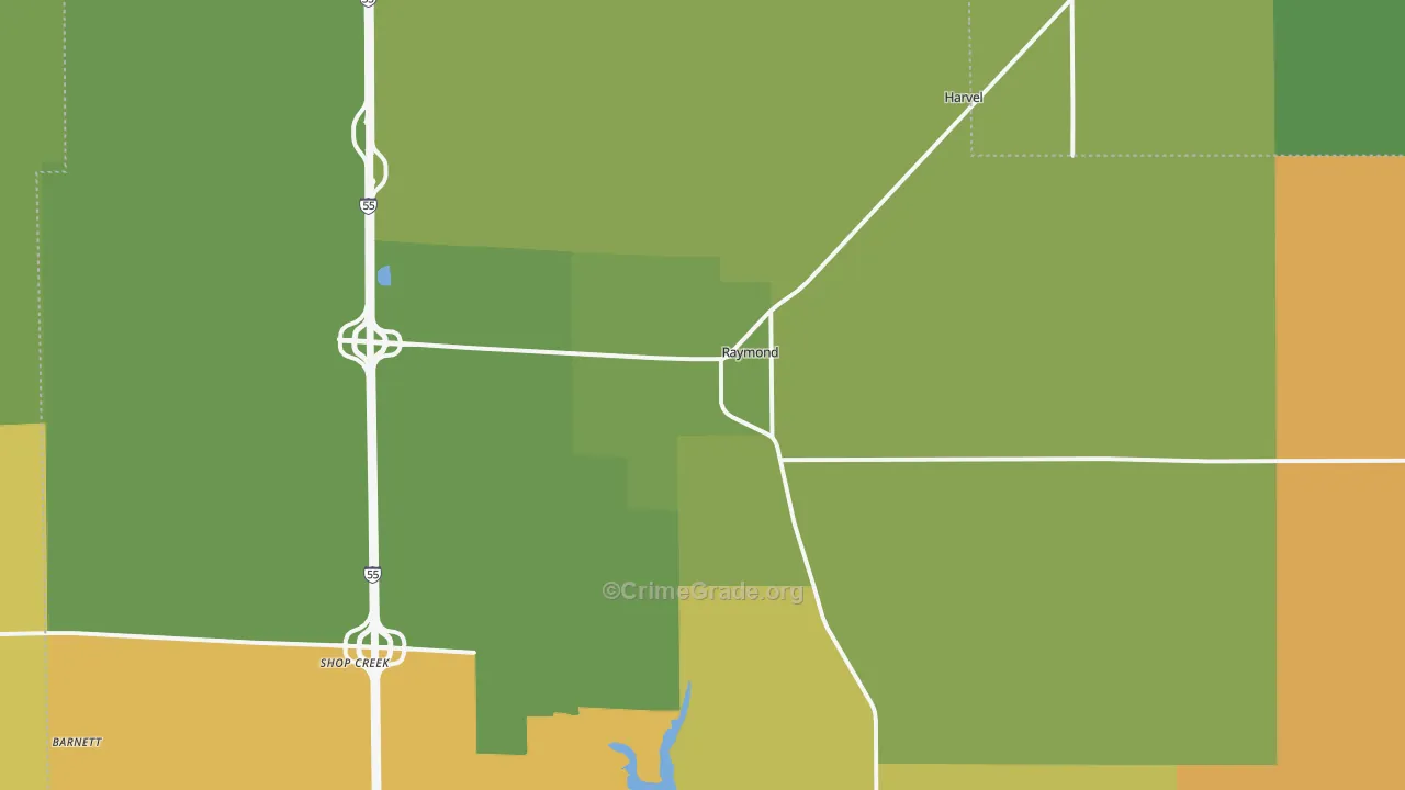 Raymond, IL Map of Drug-Related Crime Rates
