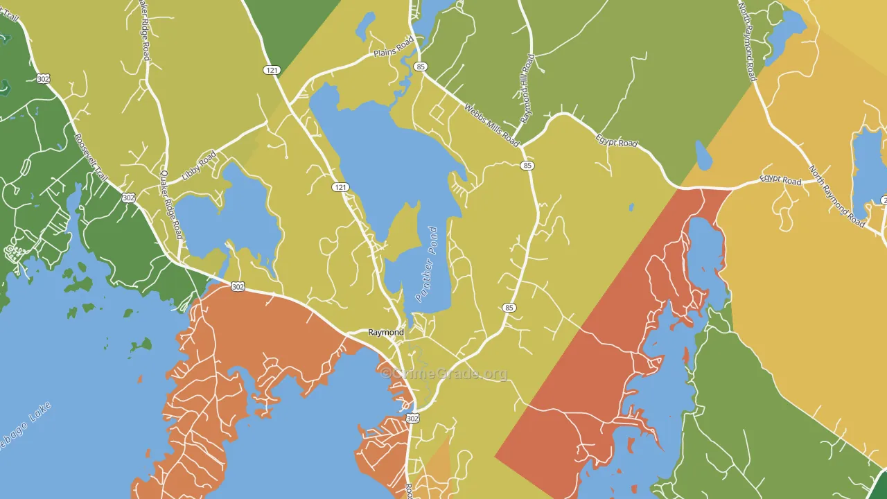 Raymond, ME Map of Drug-Related Crime Rates