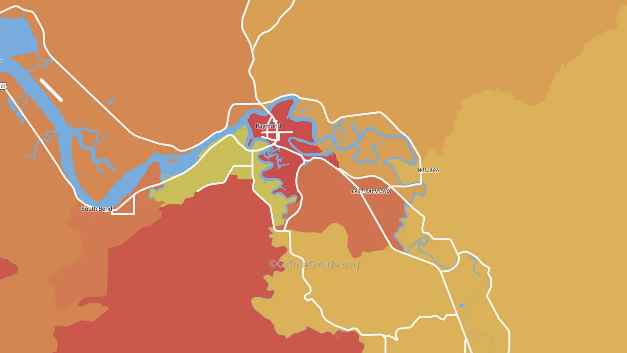 Raymond, WA Map of Drug-Related Crime Rates
