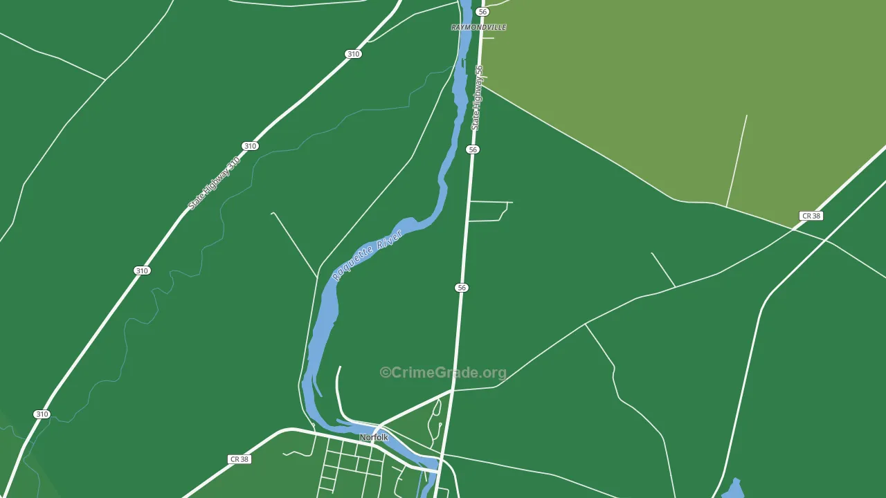 Raymondville, NY Map of Drug-Related Crime Rates