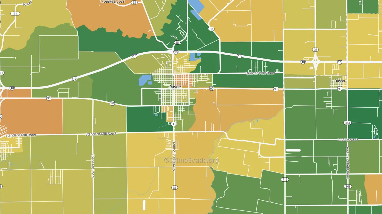 Rayne, LA Map of Drug-Related Crime Rates