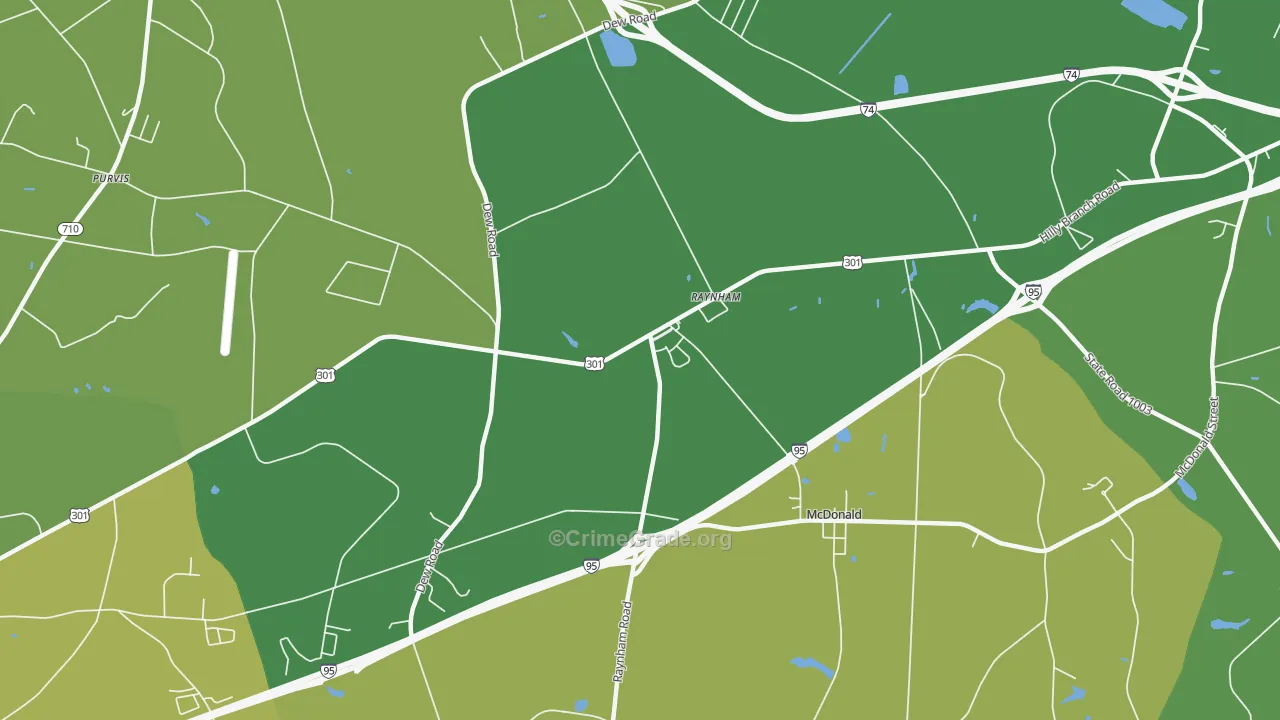 Raynham, NC Map of Drug-Related Crime Rates