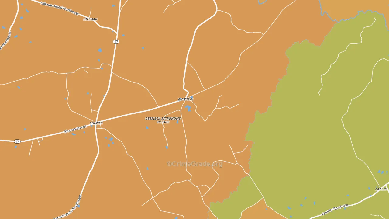 Raytown, GA Map of Drug-Related Crime Rates