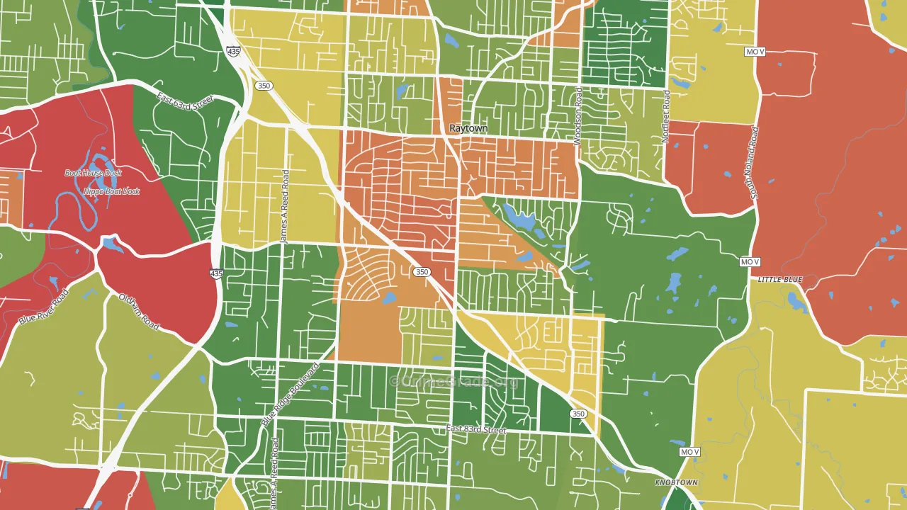 Raytown, MO Map of Drug-Related Crime Rates