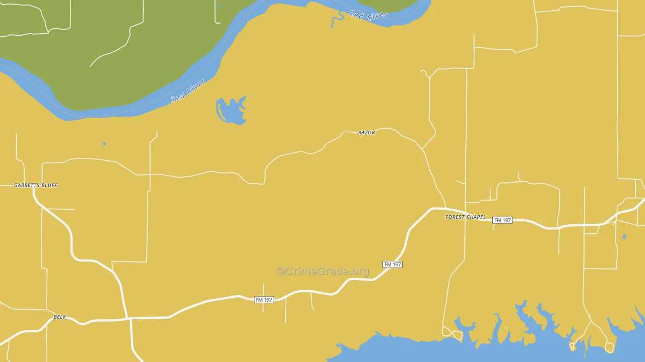 Razor, TX Map of Drug-Related Crime Rates