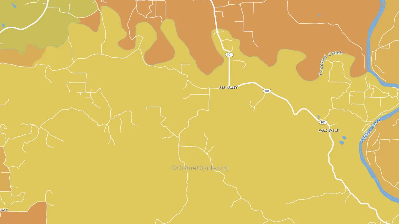 Rea Valley, AR Map of Drug-Related Crime Rates