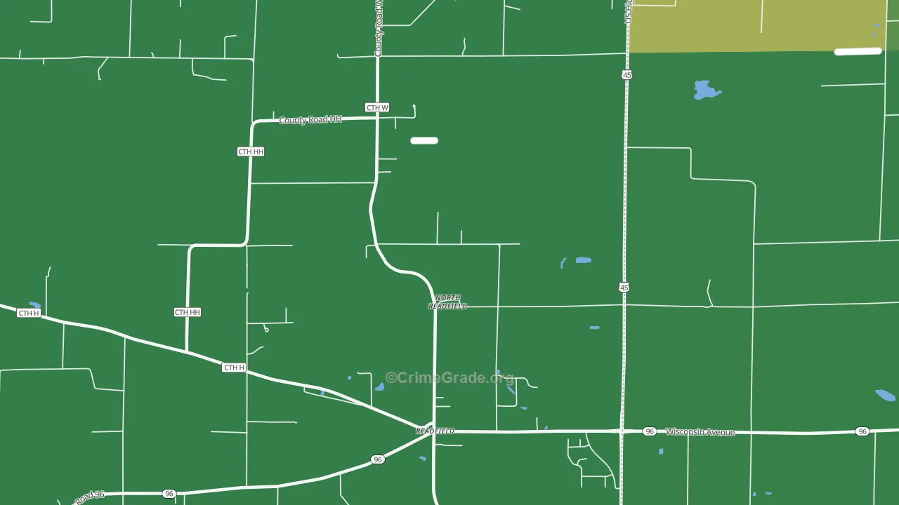 Readfield, WI Map of Drug-Related Crime Rates